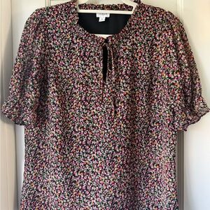 J. Crew Factory Black Floral Blouse